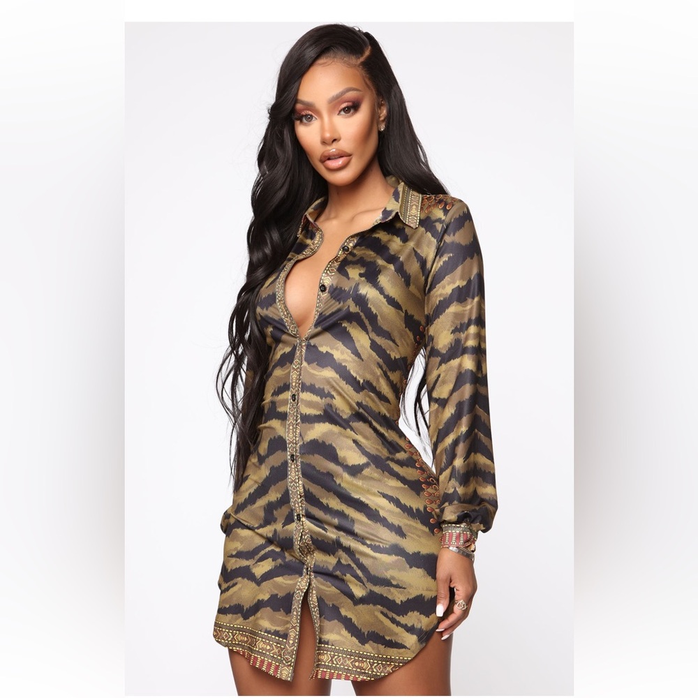 Wild Day Mini Dress - Olive/Combo